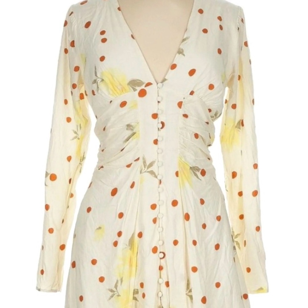 Free People Cream and Brown Polka Dot Dress - Picture 2 of 5